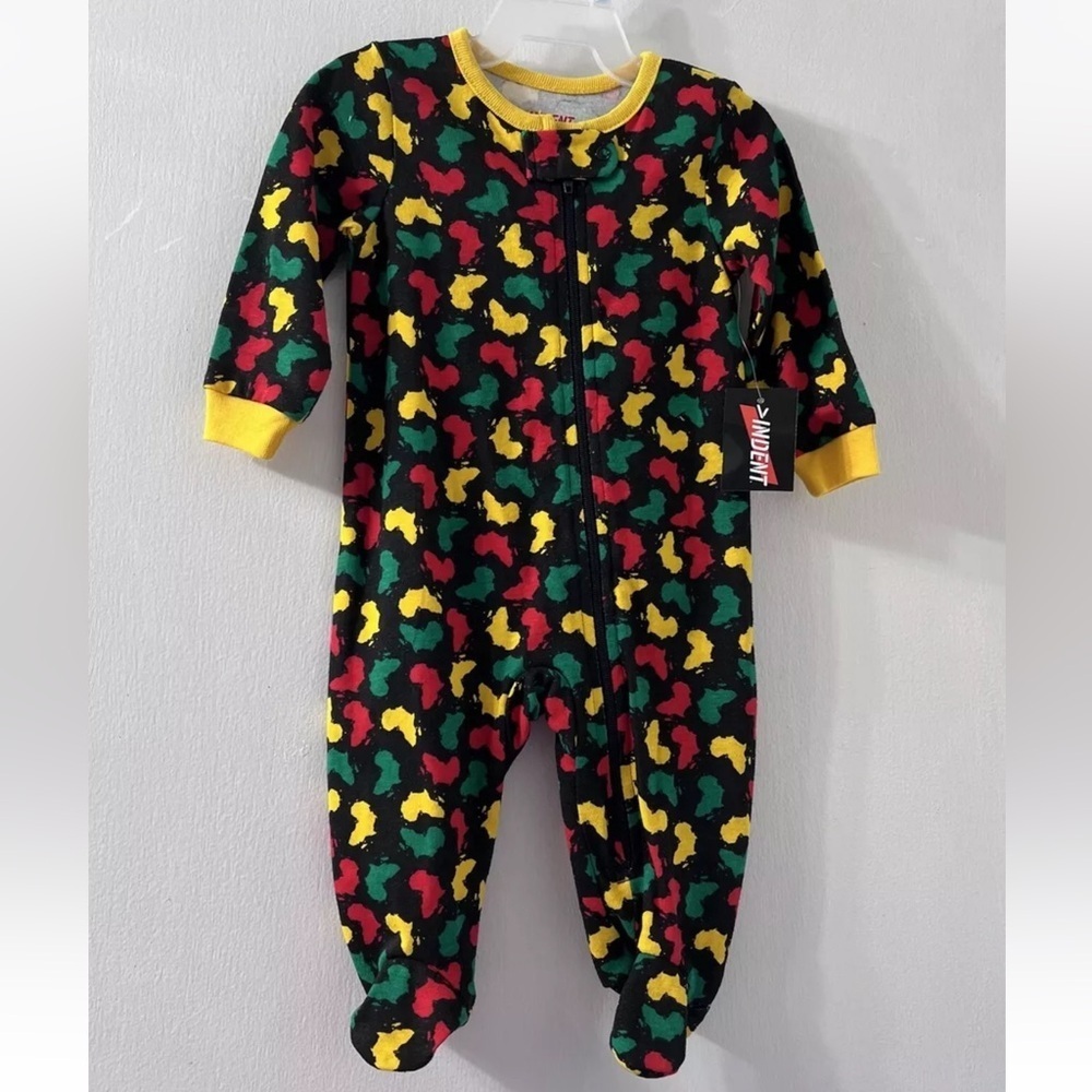 Indent Infant Footie Pajama Map Printed All Over Size 0-3M